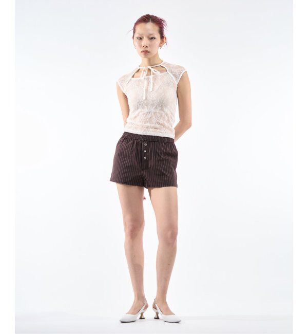 Oriens JOURNAL STANDARD「ストレッチレースフロントリボンTee」|Tシャツ・カットソー|