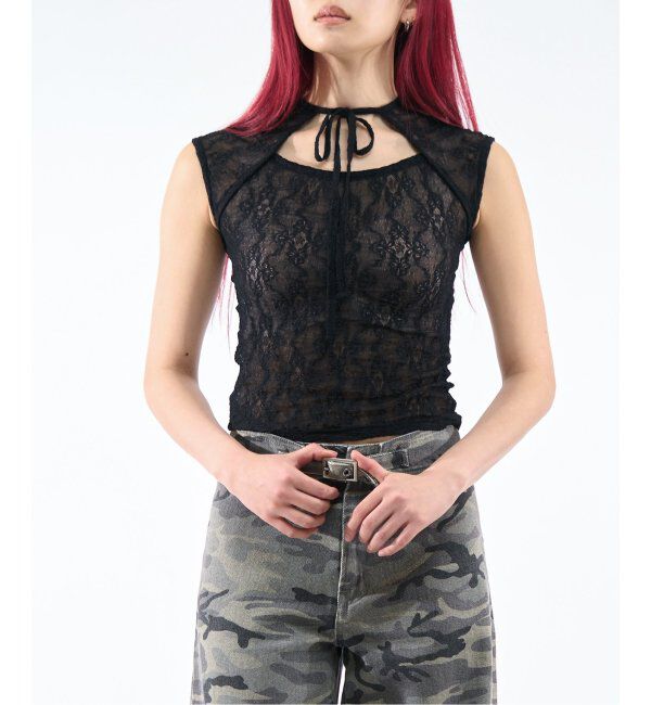 Oriens JOURNAL STANDARD「ストレッチレースフロントリボンTee」|Tシャツ・カットソー|