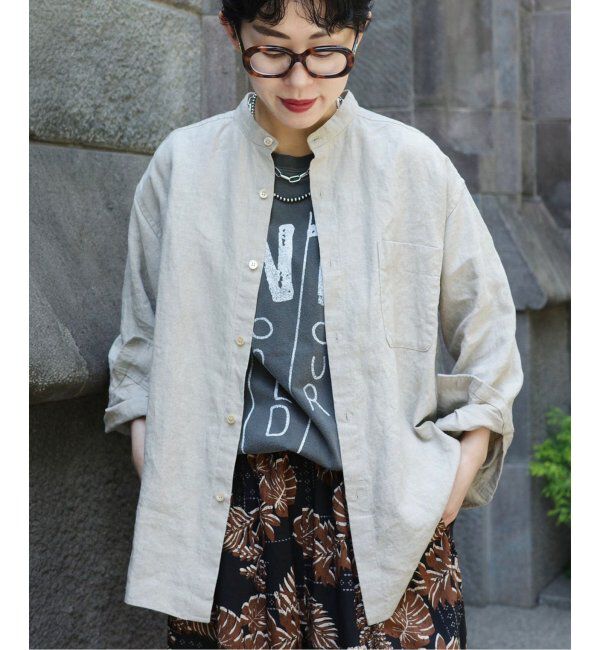 journal standard luxe「リネン スタンドカラーシャツ」|シャツ・ブラウス|ナチュラル