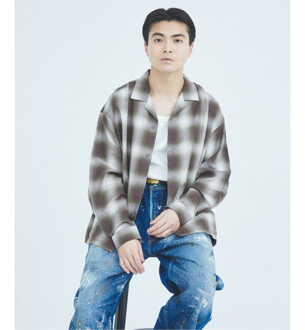 J.S.Homestead「J.S.Homestead / リラックス オンブレ オープン カラー シャツ」|シャツ・ブラウス|