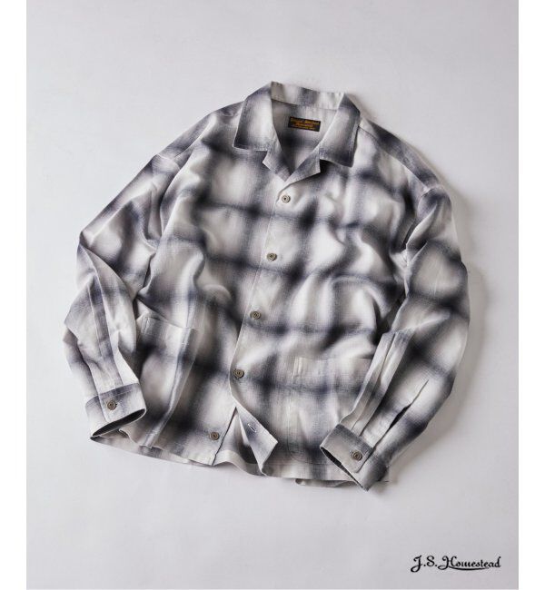 J.S.Homestead「J.S.Homestead / リラックス オンブレ オープン カラー シャツ」|シャツ・ブラウス|グレーA