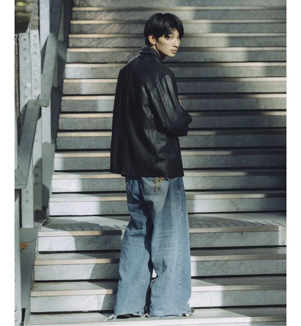 JOURNAL STANDARD「ゴートレザー ウォッシュド カーコート」|ライダースジャケット|