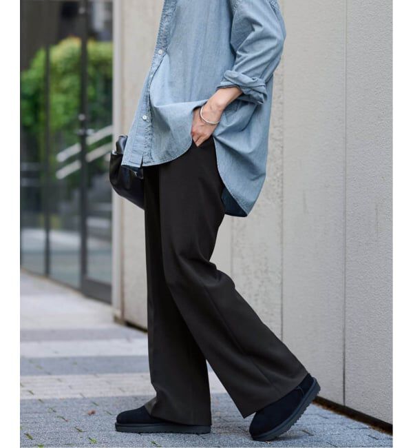 FRAMeWORK「≪追加≫セミフレアパンツ3」|スラックス|ブラック