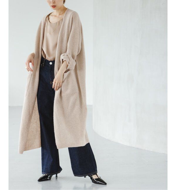 NOBLE「エアリーロングガウンカーディガン」|カーディガン|ベージュ