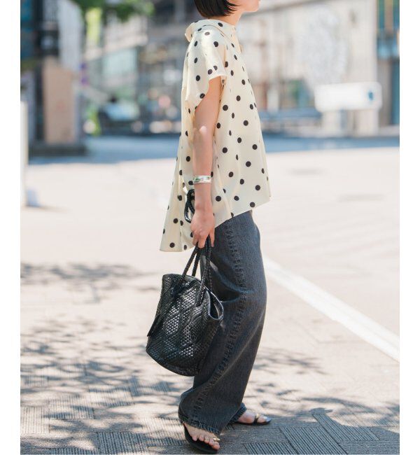 Spick and Span「《WEB限定3追加》ドットフレンチスリーブシャツ」|シャツ・ブラウス|