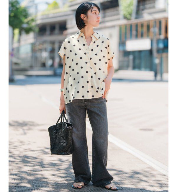 Spick and Span「《WEB限定3追加》ドットフレンチスリーブシャツ」|シャツ・ブラウス|