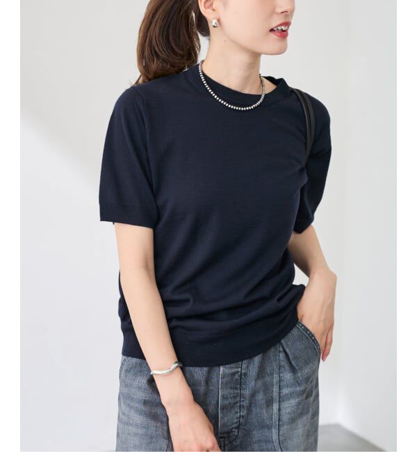 FRAMeWORK「イタリアヤーン basicハーフスリーブプルオーバー」|ニット・セーター|