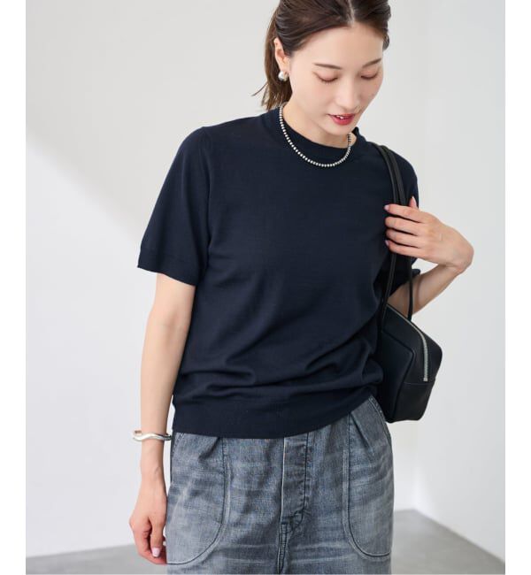 FRAMeWORK「イタリアヤーン basicハーフスリーブプルオーバー」|ニット・セーター|