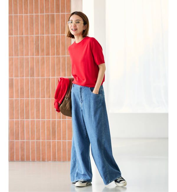 FRAMeWORK「イタリアヤーン basicハーフスリーブプルオーバー」|ニット・セーター|