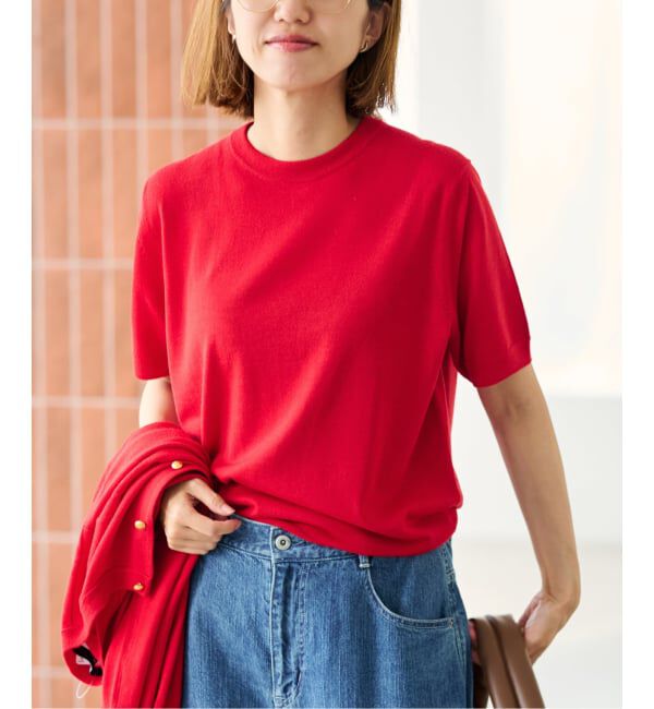 FRAMeWORK「イタリアヤーン basicハーフスリーブプルオーバー」|ニット・セーター|