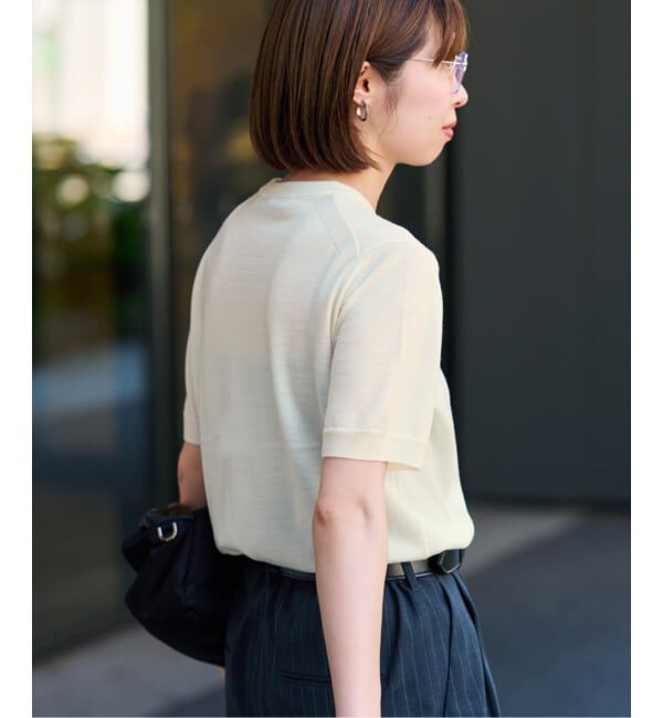 FRAMeWORK「イタリアヤーン basicハーフスリーブプルオーバー」|ニット・セーター|