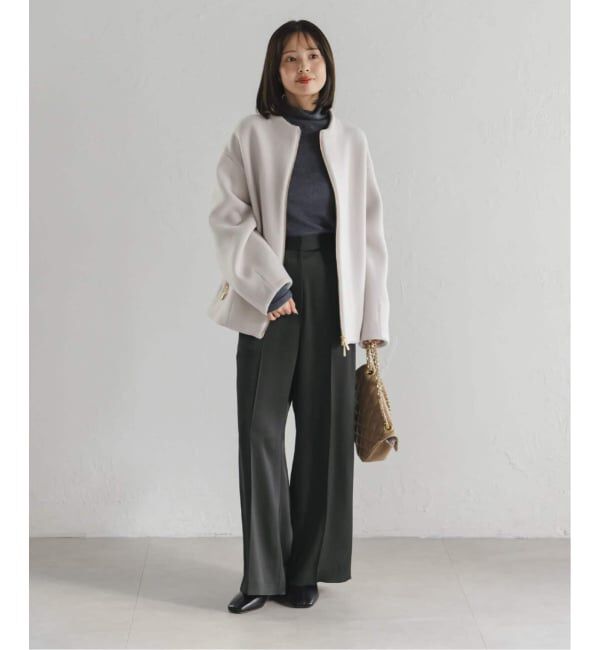 NOBLE「《追加2》【洗える】ルナサテンベルテッドパンツ」|スラックス|