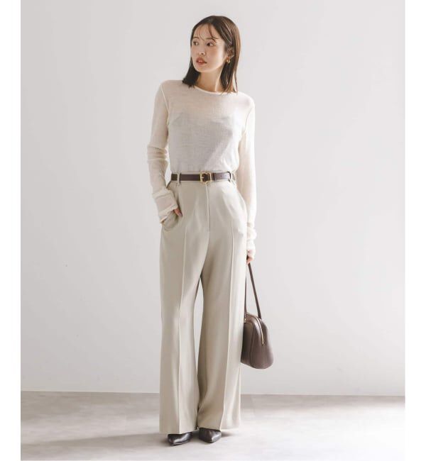 NOBLE「《追加2》【洗える】ルナサテンベルテッドパンツ」|スラックス|