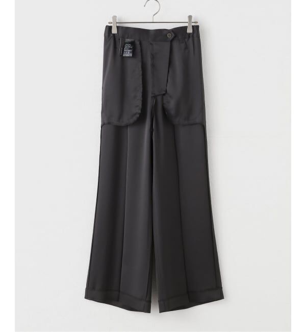 NOBLE「《追加2》【洗える】ルナサテンベルテッドパンツ」|スラックス|