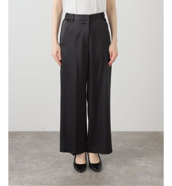 NOBLE「《追加2》【洗える】ルナサテンベルテッドパンツ」|スラックス|