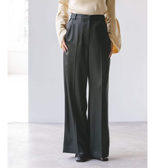 NOBLE「《追加2》【洗える】ルナサテンベルテッドパンツ」|スラックス|