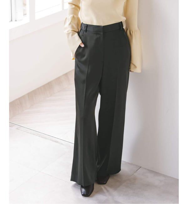 NOBLE「《追加2》【洗える】ルナサテンベルテッドパンツ」|スラックス|