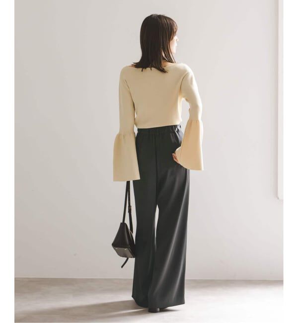 NOBLE「《追加2》【洗える】ルナサテンベルテッドパンツ」|スラックス|