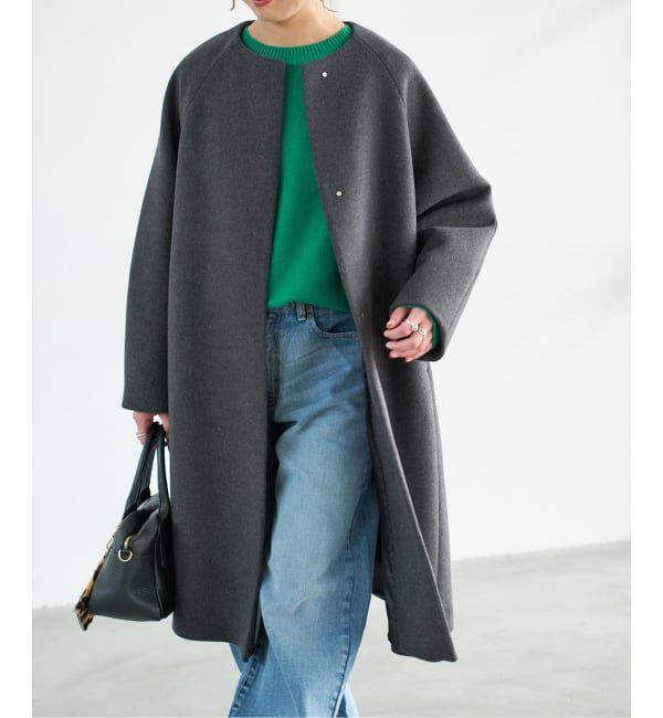 Spick and Span「《追加》S160ビーバーノーカラーコート」|ノーカラーコート|