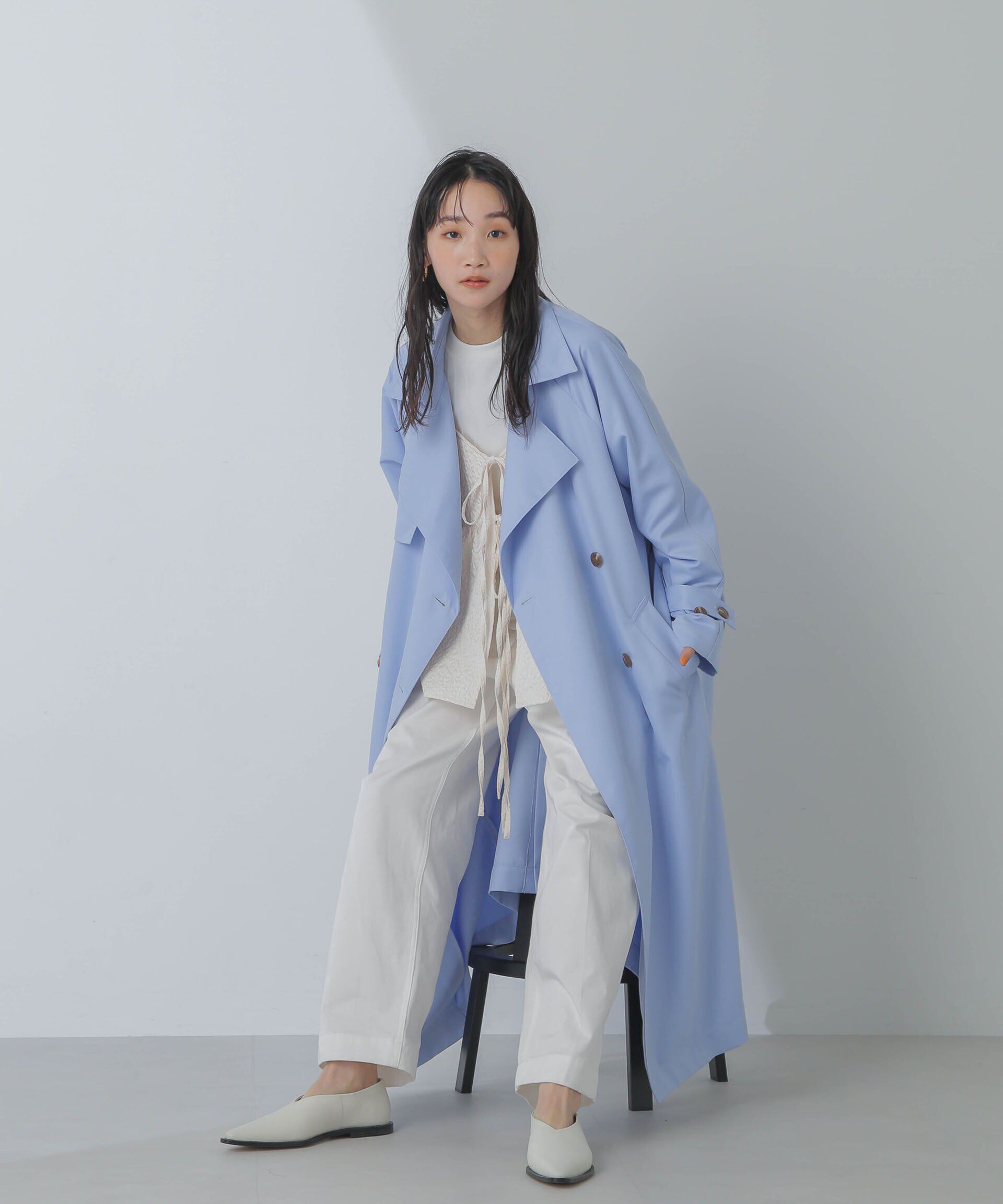nano･universe「撥水＆花粉ガード加工ドルマンソフトトレンチコート」|トレンチコート|ブルー