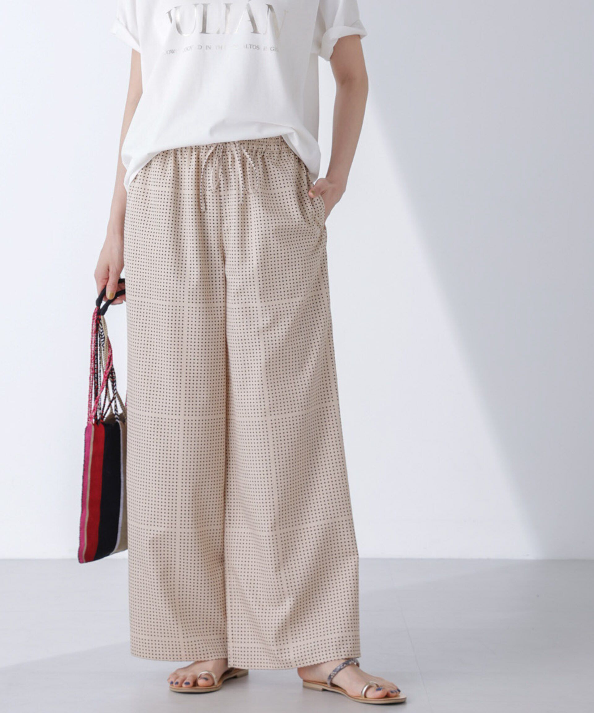 nano･universe「AtPARK＆DAILYWEAR/ドットプリントパンツ」|チノ|