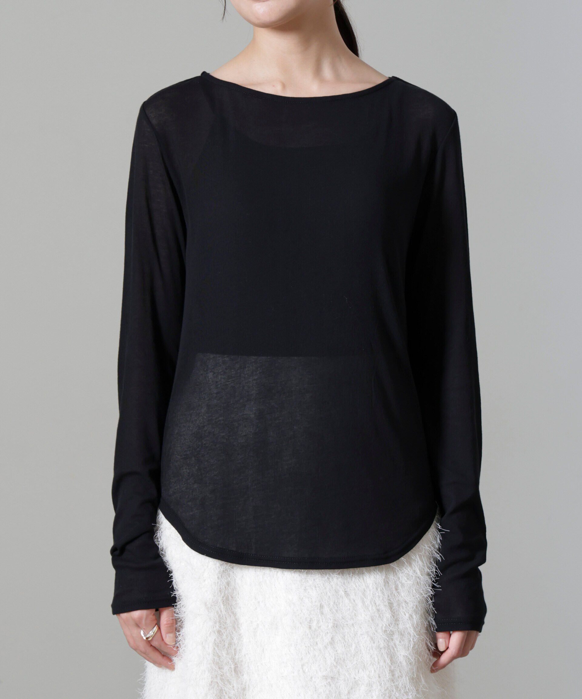 nano･universe「シアーガーゼボートネックトップス」|Tシャツ・カットソー|