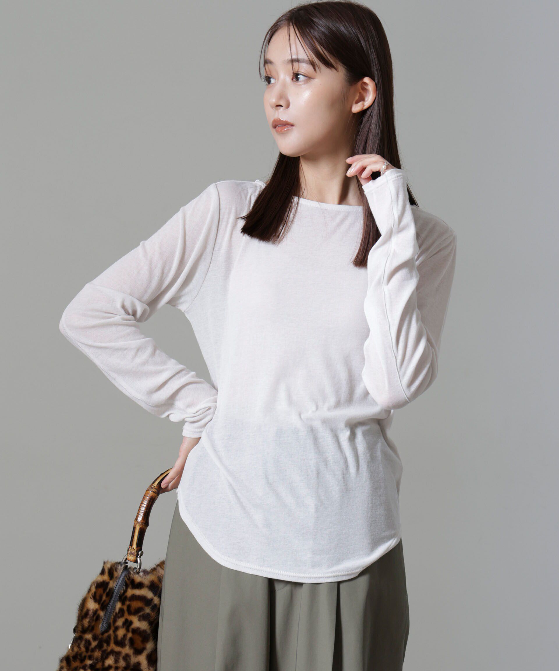 nano･universe「シアーガーゼボートネックトップス」|Tシャツ・カットソー|オフホワイト1