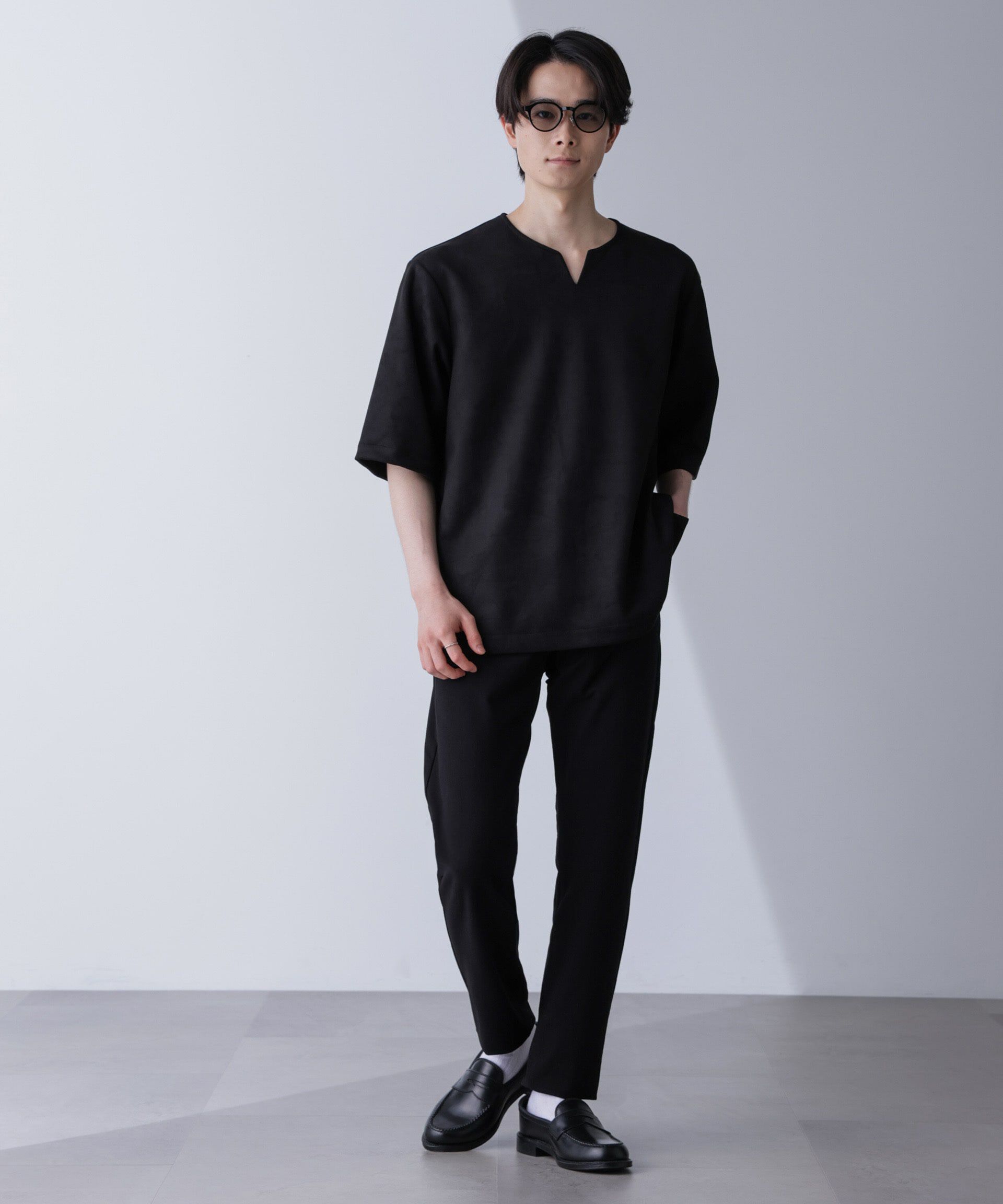 nano･universe「フェイクスエードリラックスTシャツ 半袖」|Tシャツ・カットソー|