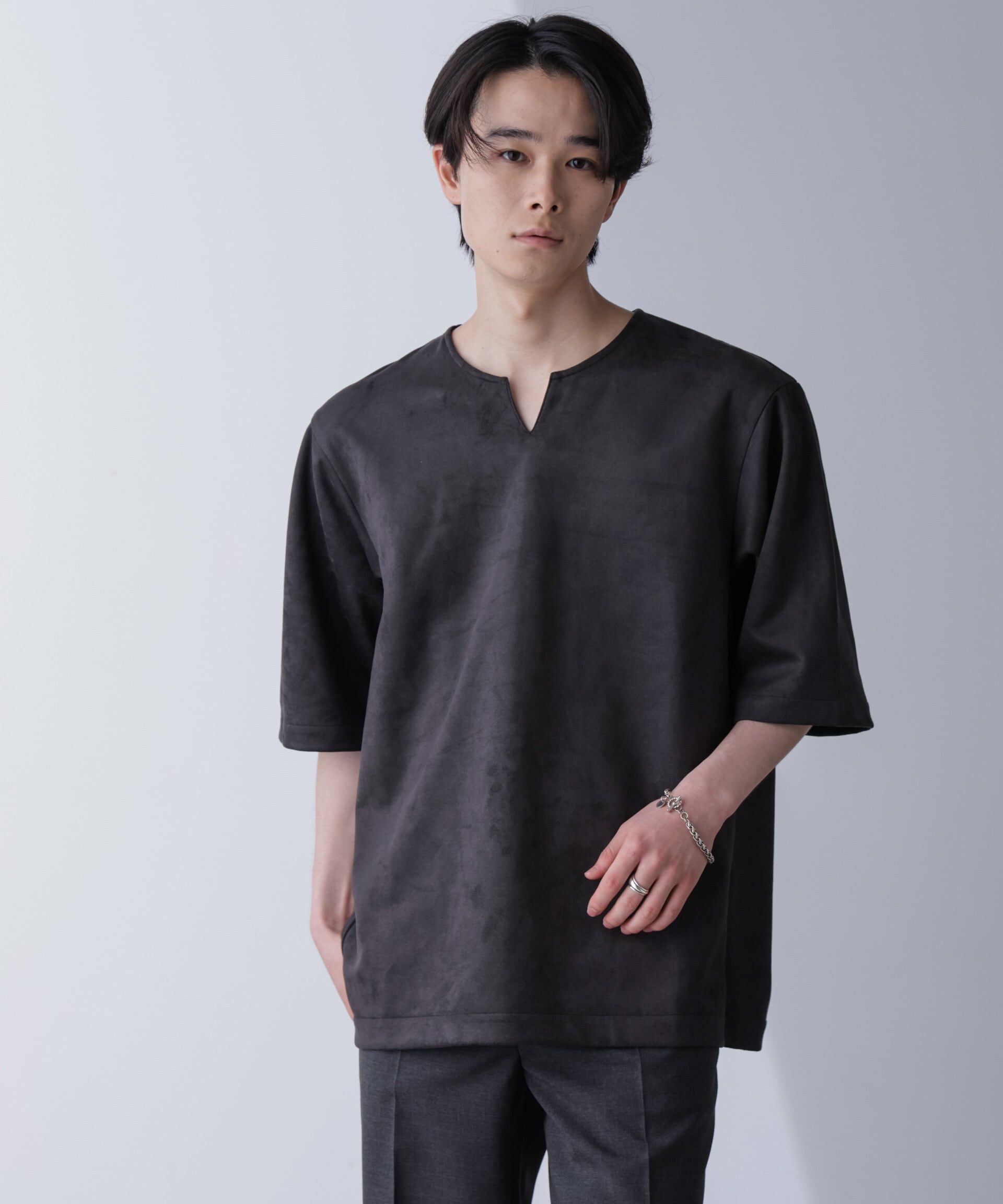 nano･universe「フェイクスエードリラックスTシャツ 半袖」|Tシャツ・カットソー|