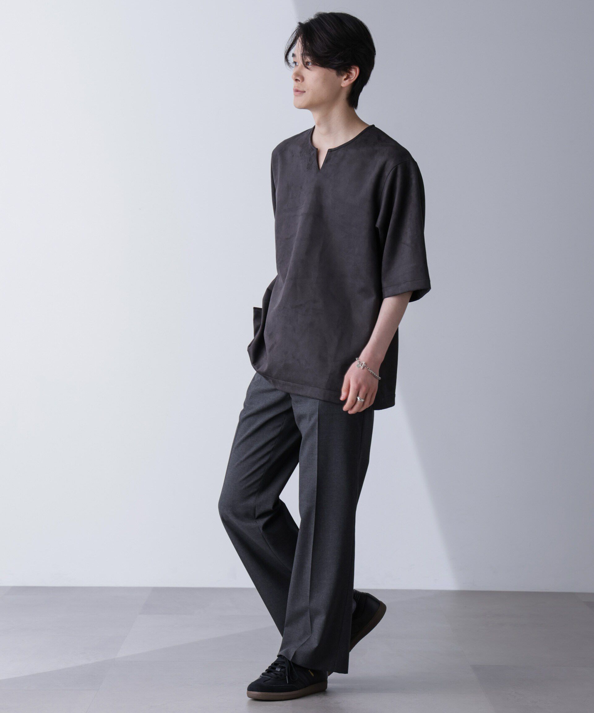 nano･universe「フェイクスエードリラックスTシャツ 半袖」|Tシャツ・カットソー|