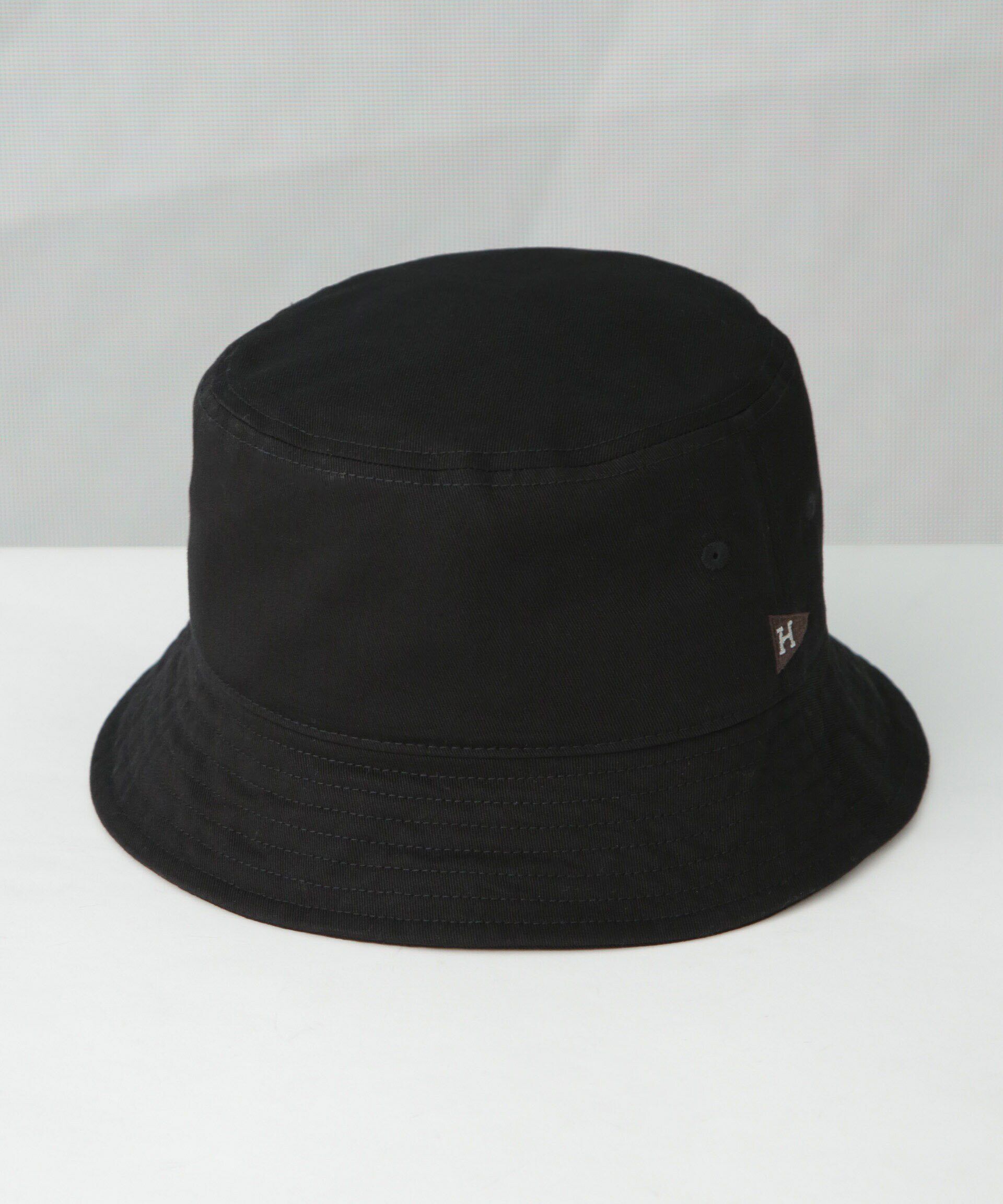 nano･universe「Healthknit/Healthknit別注 ロゴ刺繍バケットハット」|キャップ・キャスケット|ブラック