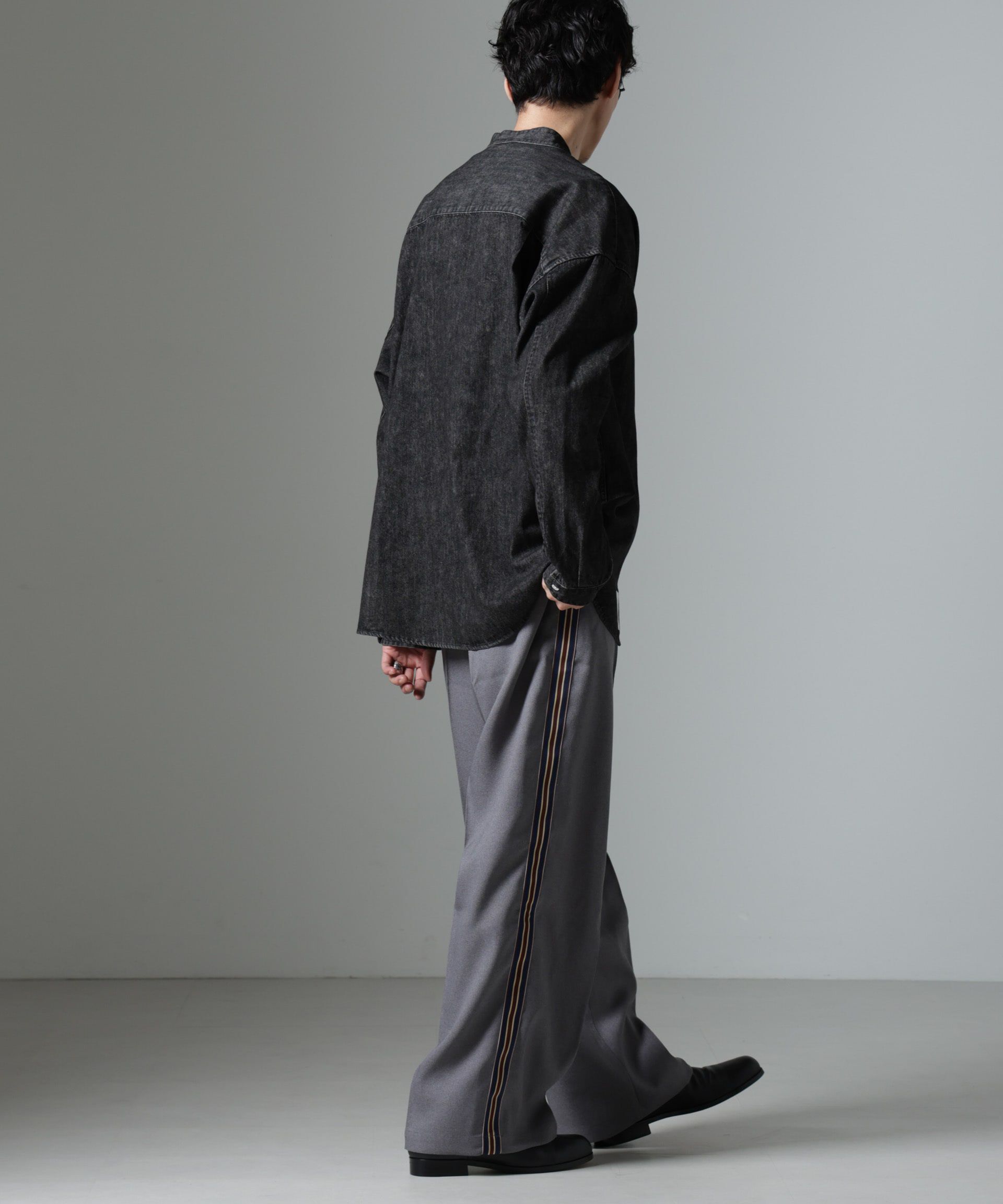 nano･universe「「大人のワイドシャツ」バンドカラーデニム 長袖」|シャツ・ブラウス|