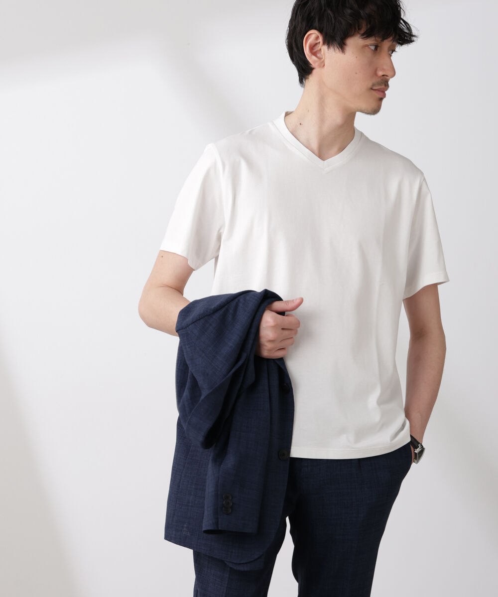 nano･universe「WEB限定/ジャケT(R) Vネック 半袖」|Tシャツ・カットソー|