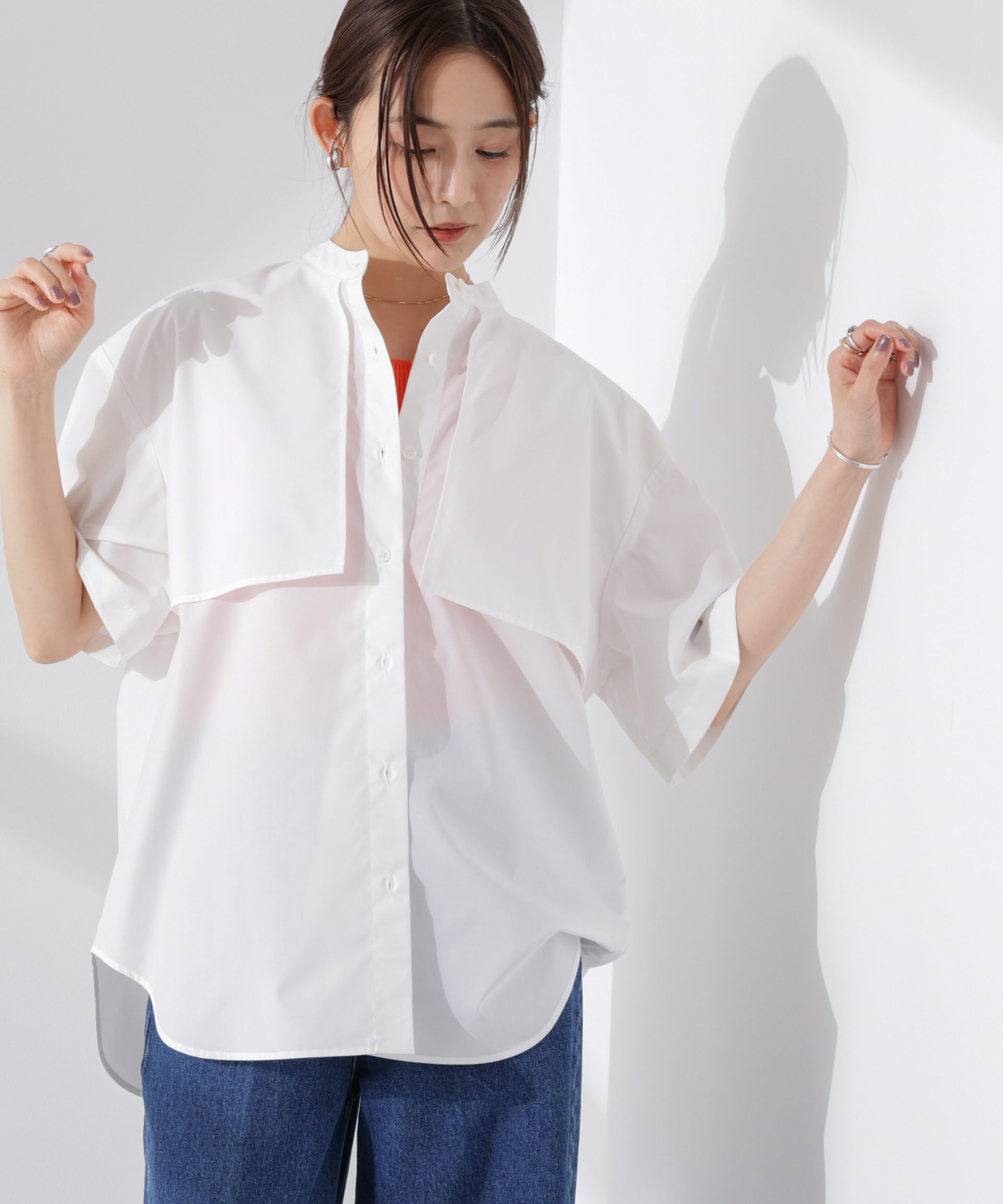 nano･universe「ケープディティール半袖シャツ」|シャツ・ブラウス|