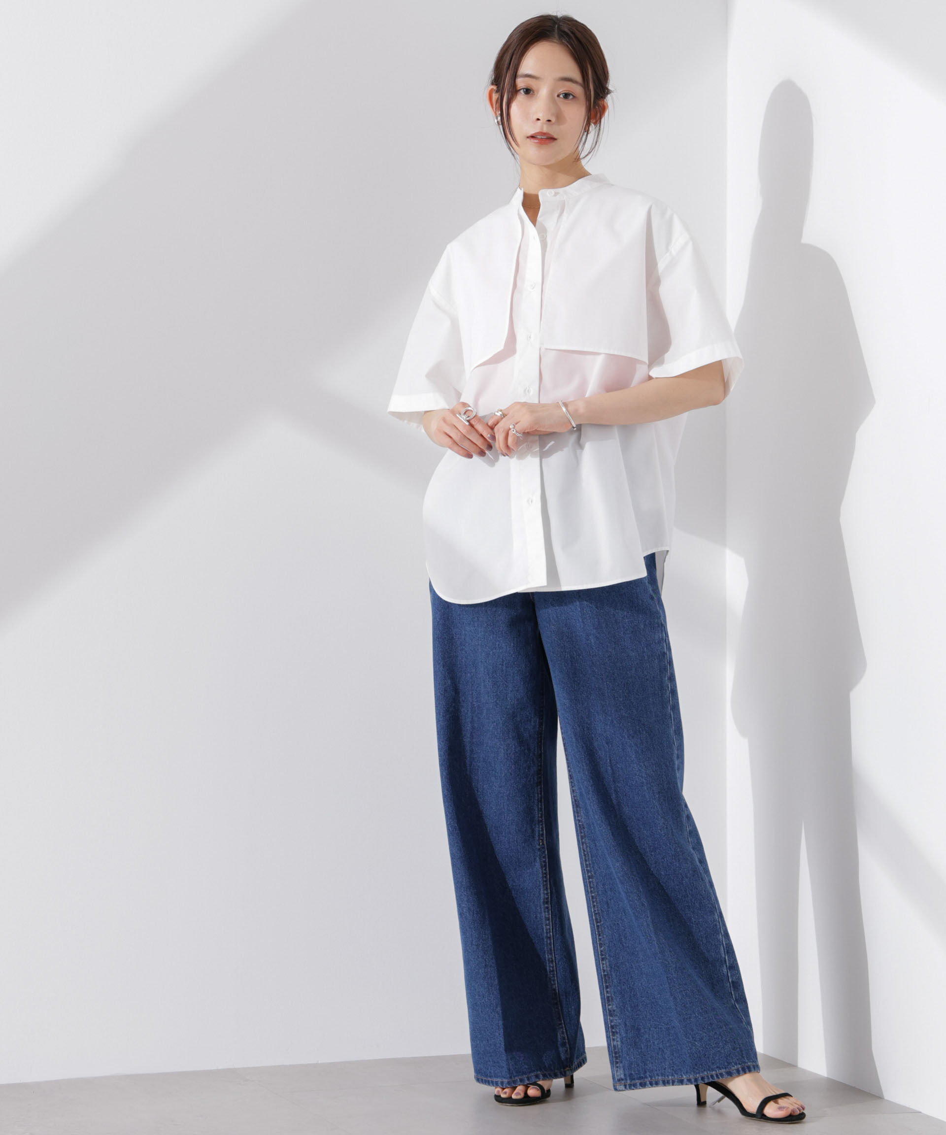 nano･universe「ケープディティール半袖シャツ」|シャツ・ブラウス|