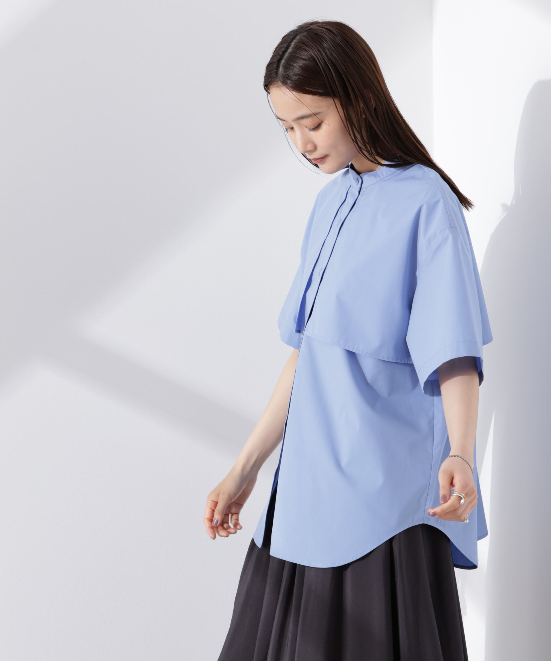 nano･universe「ケープディティール半袖シャツ」|シャツ・ブラウス|