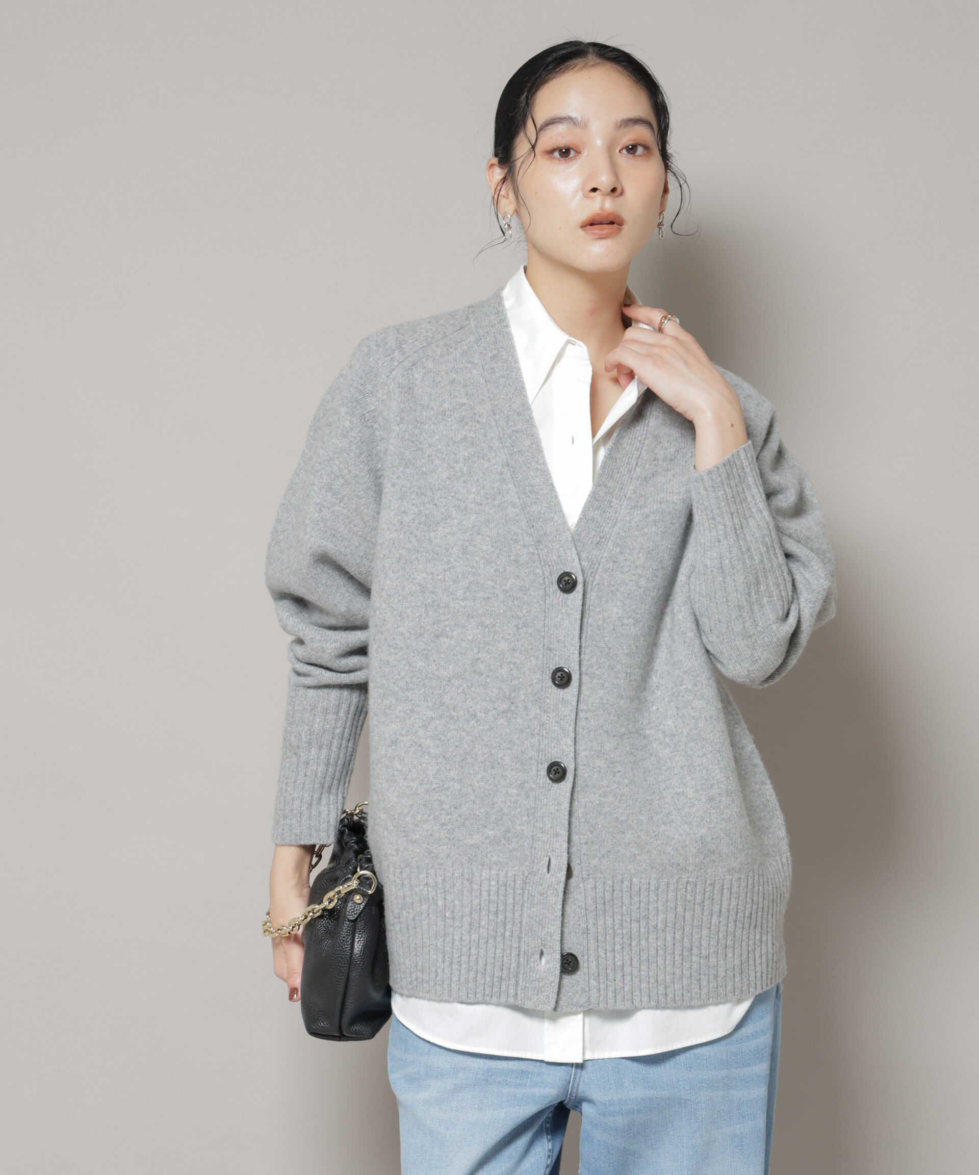 nano･universe「AQUAウールカシミヤVネックカーディガン」|ニット・セーター|