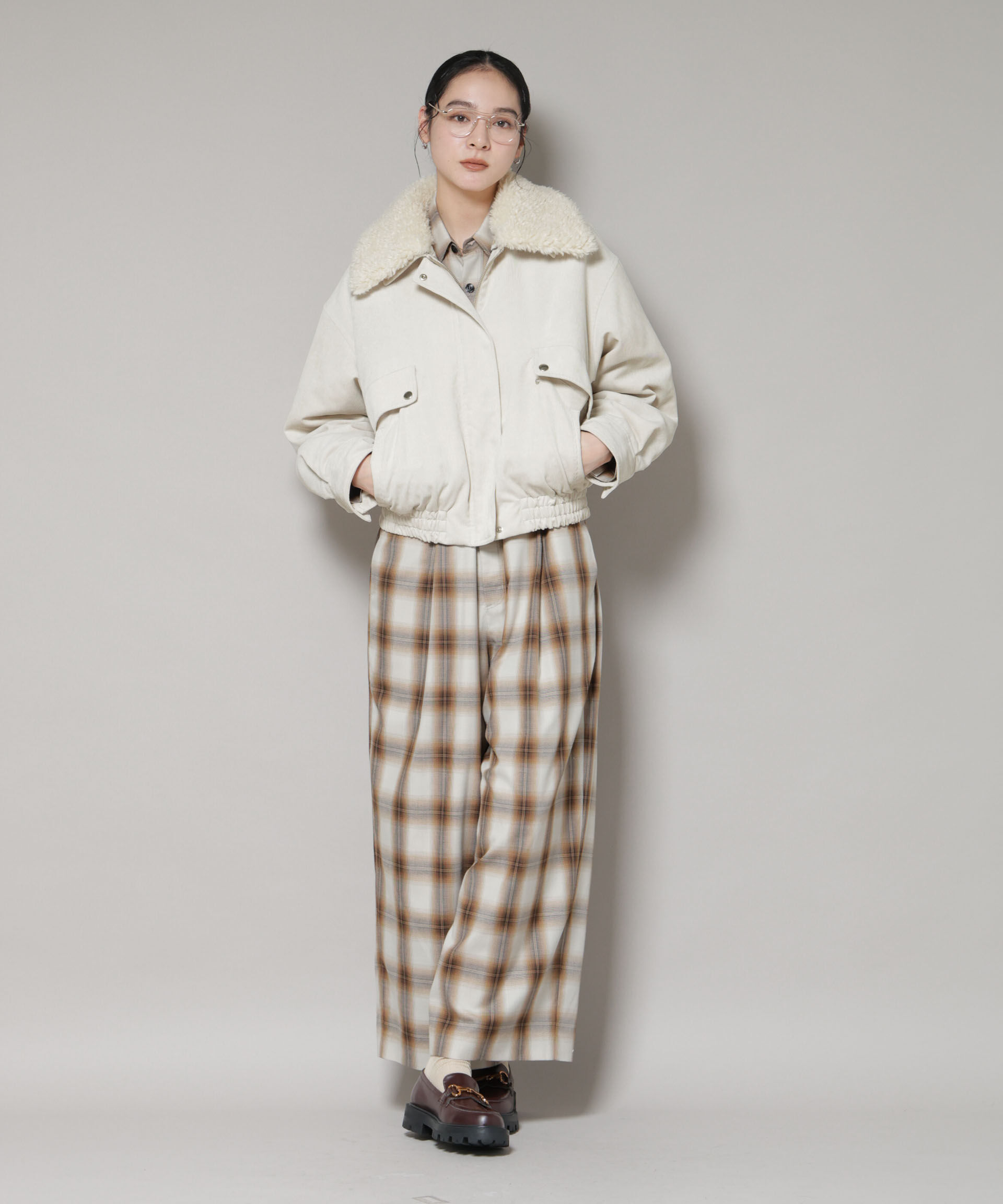 nano･universe「ボア衿付きコーデュロイ中綿ブルゾン」|ブルゾン・スタジャン|