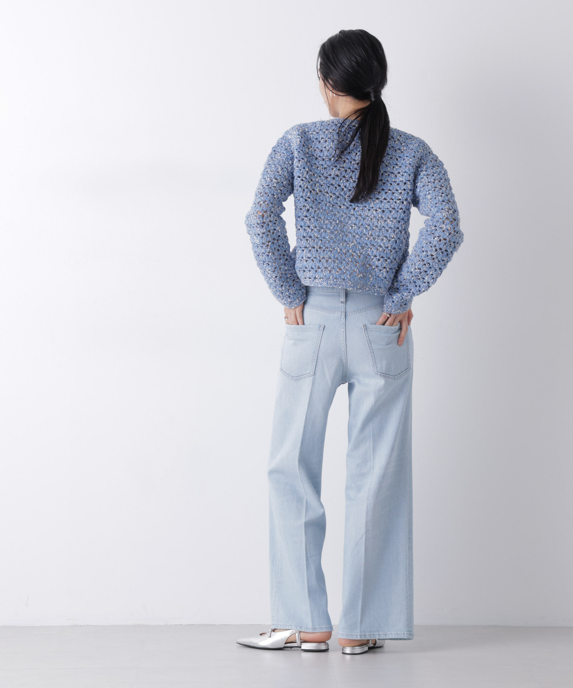 nano･universe「ミックスヤーンクロシェカーディガン」|ニット・セーター|