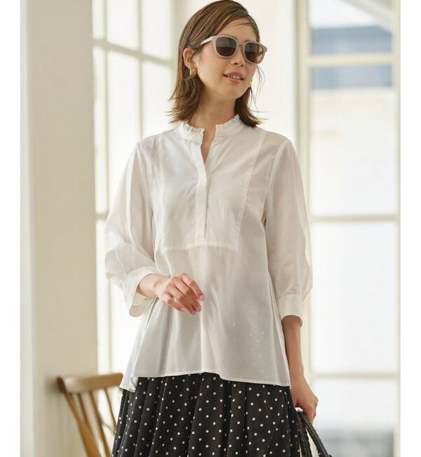 組曲「【WEB限定】ナイロンレーヨン スキッパーブラウス」|シャツ・ブラウス|アイボリー系