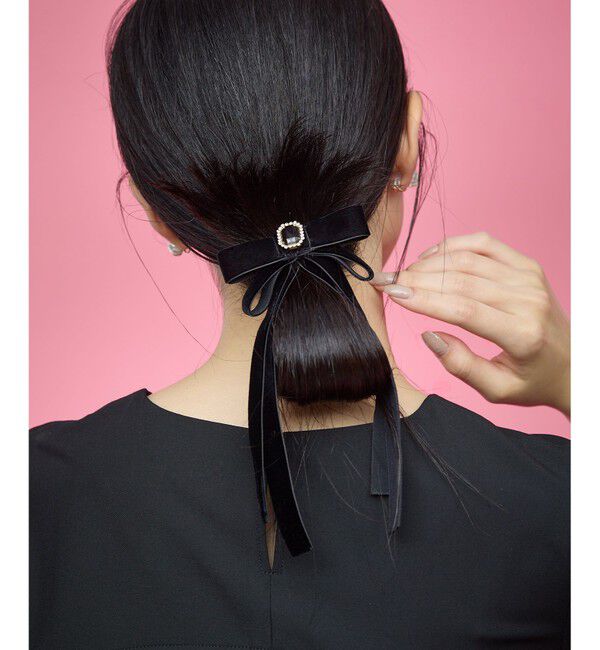 組曲「【好評につき追加販売】ベルベットリボンヘアクリップ」|その他|ブラック系