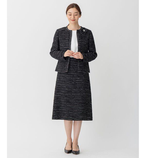 自由区「【XSサイズ～/セット可】カラミツイード ノーカラージャケット」|ノーカラージャケット|