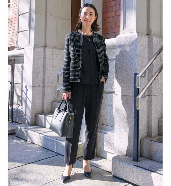 自由区「【XSサイズ～/セット可】カラミツイード ノーカラージャケット」|ノーカラージャケット|