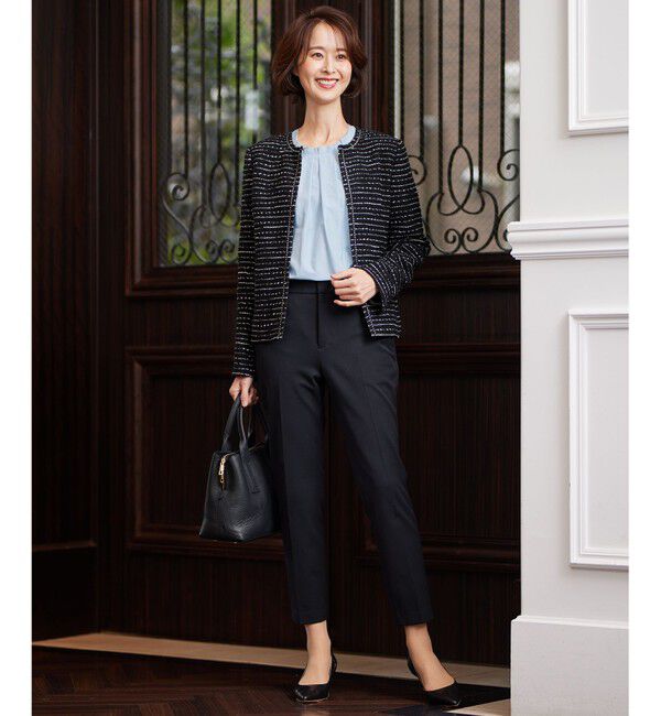 自由区「【XSサイズ～/セット可】カラミツイード ノーカラージャケット」|ノーカラージャケット|