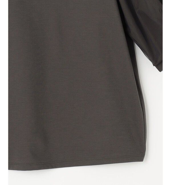 自由区「【洗える・XSサイズあり】シアーコンビパフスリーブ カットソー」|Tシャツ・カットソー|