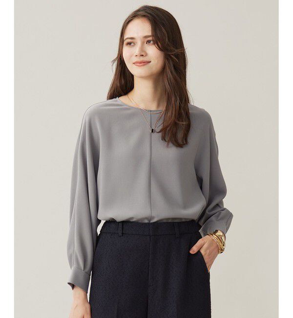自由区「【洗える】ハイツイストプルオーバー ブラウス」|シャツ・ブラウス|グレー