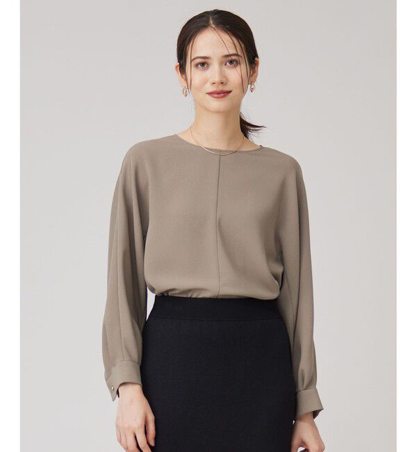 自由区「【洗える】ハイツイストプルオーバー ブラウス」|シャツ・ブラウス|モカ