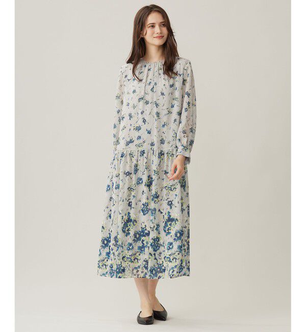 自由区「【洗える】オータムダリアプリント ワンピース」|ワンピース|