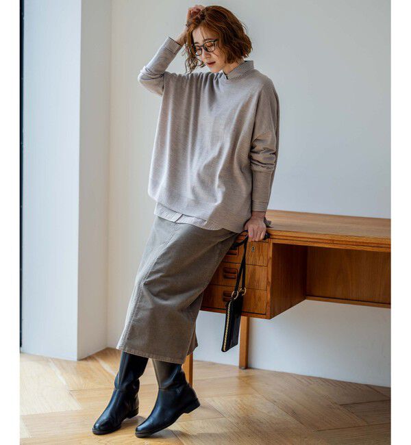 23区「【洗える】23区DENIM ベルベットストレッチ Aライン スカート」|スカート|