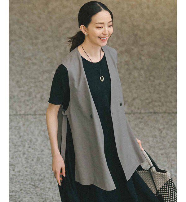 23区「【洗える】シアーマットクロス ジレ」|その他|ブラウン系